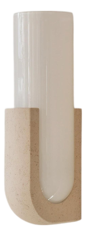 Pluto Sconce in Ceramic Stone and White Glass by Farrah Sit