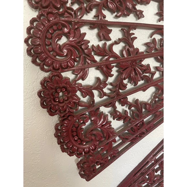 Chinoiserie 2 Vintage Burwood Homco Asian Wall Plaque Fans For Sale - Image 3 of 10