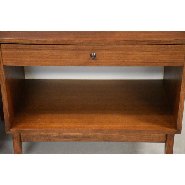 Wood 1960s Refinished Kipp Stewart for Directional by Calvin Walnut Nightstands - A Pair For Sale - Image 7 of 10