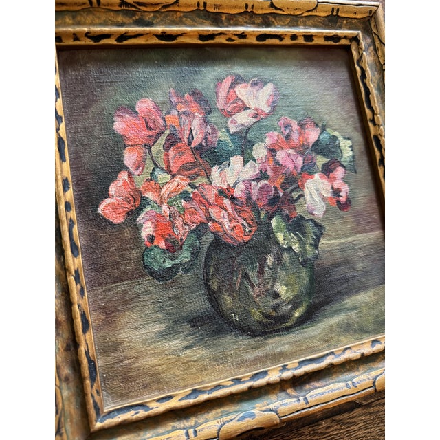 1930s/40s Petite Square Floral Oil Painting For Sale In Los Angeles - Image 6 of 7