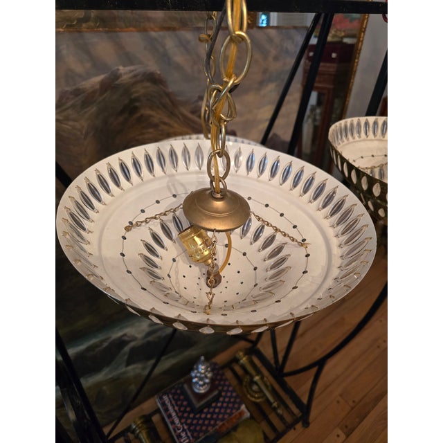 Vintage Mid Century Bagues Style Pendant Light Set 3 For Sale In New York - Image 6 of 10
