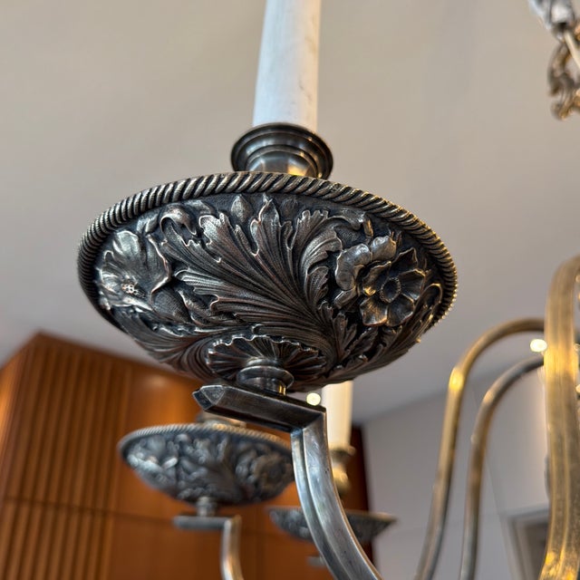 American 1900s E.F.Caldwell Silver-Plated Chandelier. For Sale - Image 3 of 8