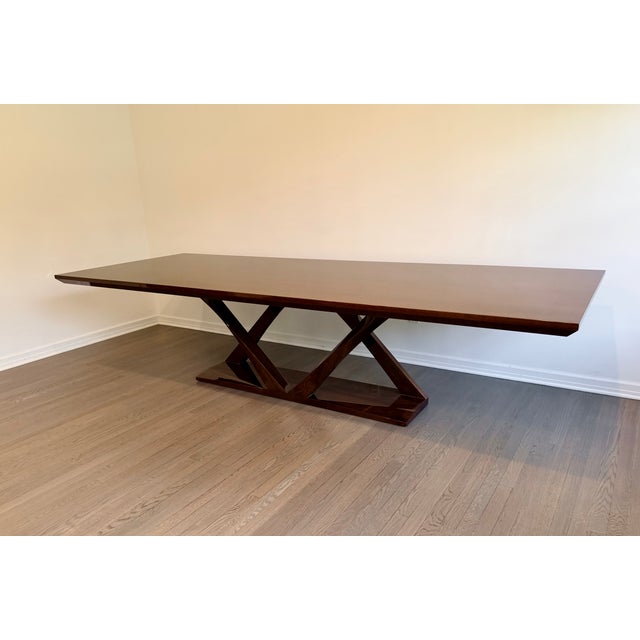 Hellman Chang Monumental High Gloss Art Deco Walnut Z Dining Table For Sale - Image 9 of 13