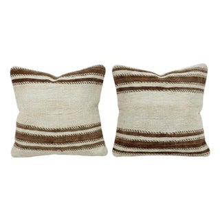 Turkish Oushak Kilim Pillow Cover 20'' X 20'' - Set of Two For Sale
