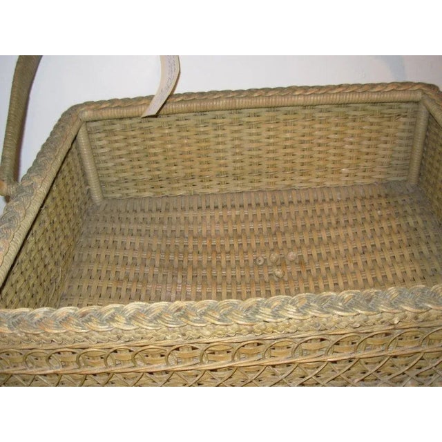 Beige Wicker Elaborate Sewing Basket For Sale - Image 8 of 11