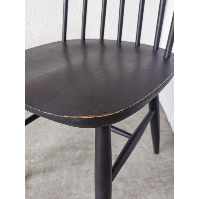 Black Vintage Scandinavian Black Beech Dining Chair in the style of Ilmari Tapiovaara, 1970s For Sale - Image 8 of 17