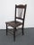 French Country Vintage Carved Rustic Farmhouse Wood Side Chair W Leather Seat For Sale - Image 3 of 11