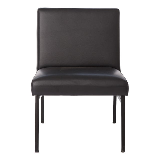 Vintage Lounge Chair in Black Faux Leather from Stol Kamnik, Slovenia, 1960s For Sale