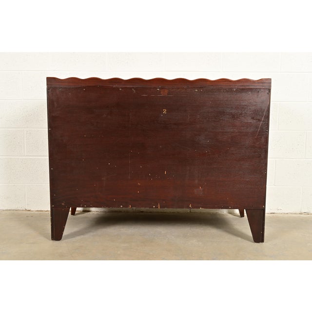 Baker Furniture Style French Regency Louis XVI Flame Mahogany Serpentine Front Chest of Drawers, Circa 1940s For Sale - Image 14 of 15