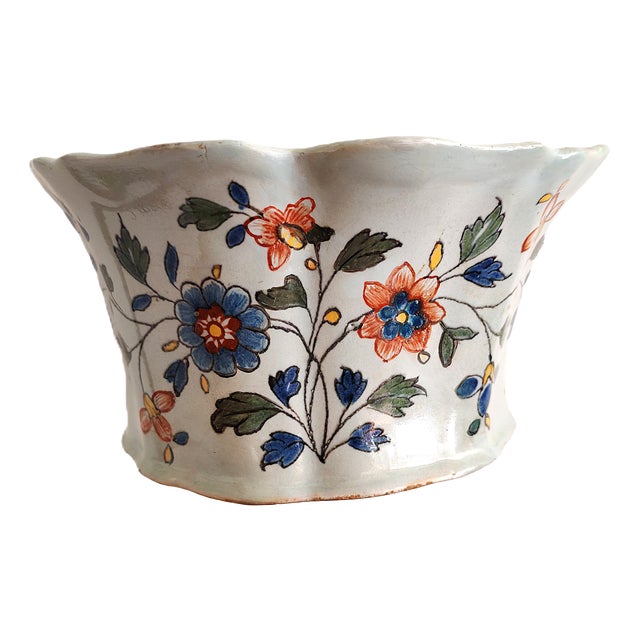 18th Century Faience Wall Pocket Flower Pot from Rouen, France For Sale