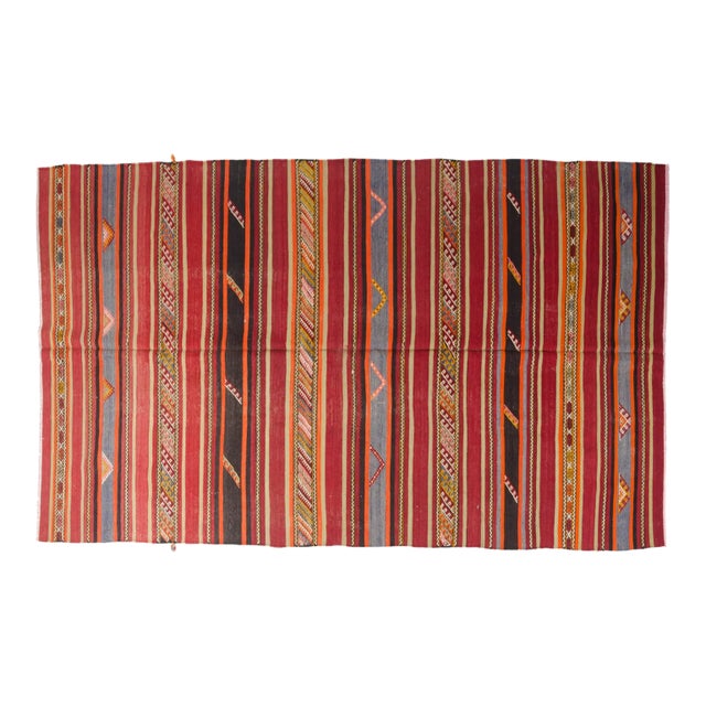 Mid 20th Century Traditional Striped Kilim For Sale