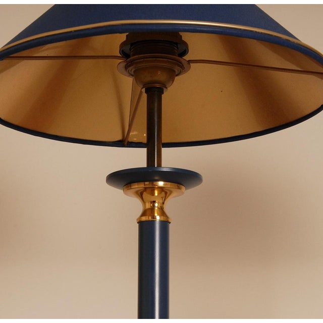 Metal Modern Gold and Blue Table Lamps from Maison Jansen, 1970s, Set of 2 For Sale - Image 7 of 9