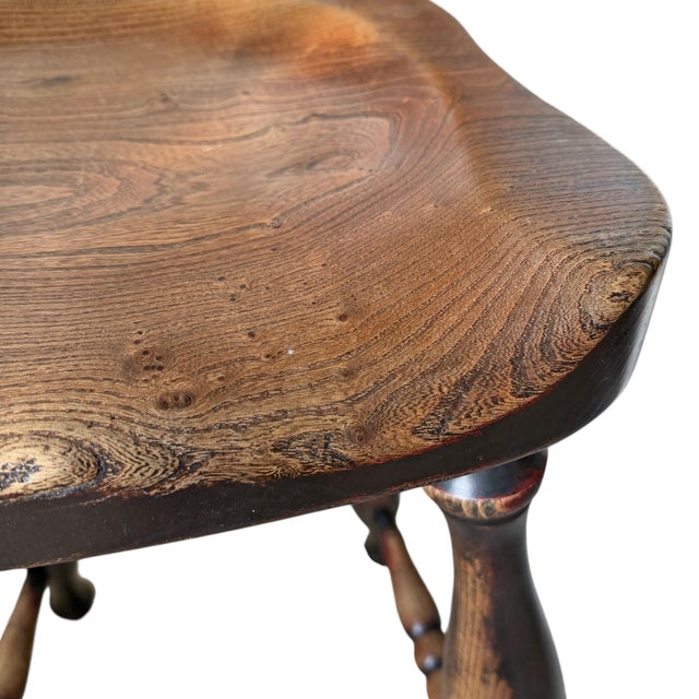 Wood English Elm and Maple Turned Bar Stool For Sale - Image 7 of 11