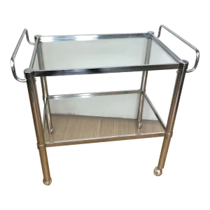 Vintage Mid-Century Glass and Chrome Bar Cart