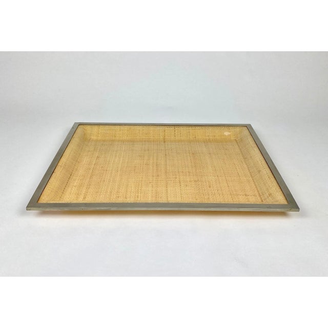 Serving tray in acrylic wicker and metal frame by Janetti Roma Firenze (original label attached on the back), Italy,...