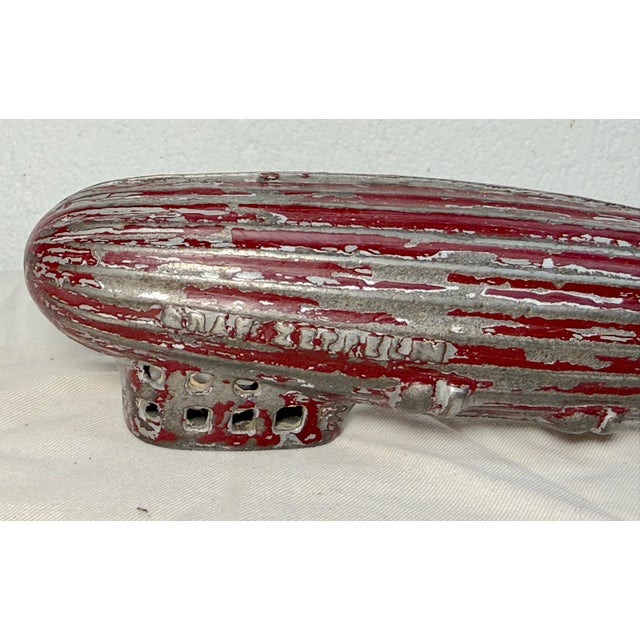 1920s Antique 1920's Original Ac Williams Red Graf Zeppelin Cast Iron Coin Still Bank For Sale - Image 5 of 12