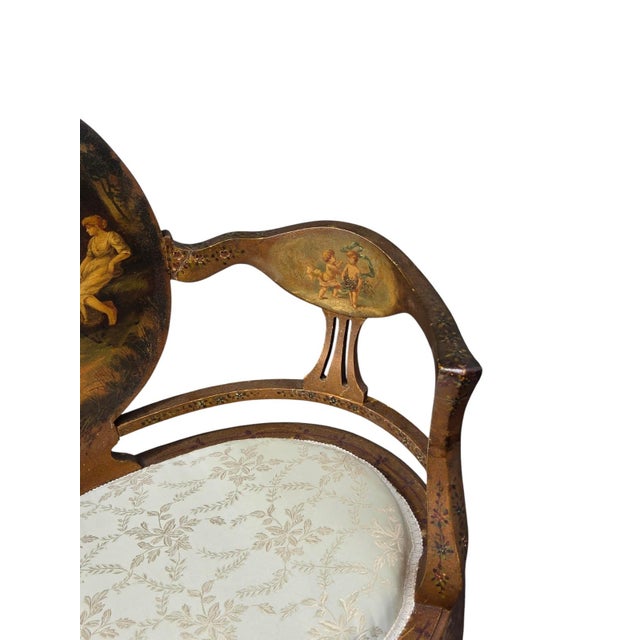 19th Century French Louis XV Style Hand-Painted Romantic Armchair For Sale In Philadelphia - Image 6 of 14