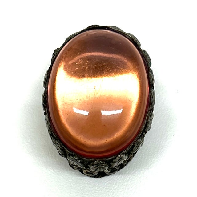 Metal Exquisite Elliptical Hand-Crafted Silver & Carnelian Trinket Box, Circa Early 1900s For Sale - Image 7 of 11