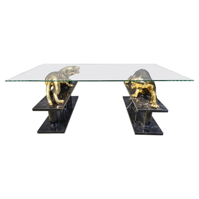 Brass and Marble Jaguar Coffee Table, 1970s For Sale - Image 12 of 12