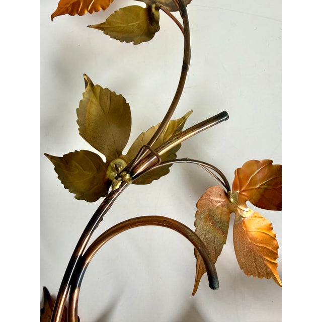 Pair of Vintage Italian Tole Vine Wall Sculptures in Copper & Gold For Sale - Image 9 of 10