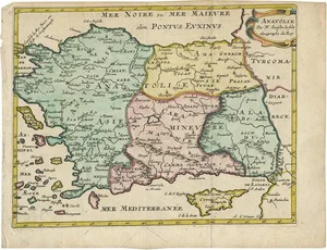 Antique Map of Turkey with Cyprus and Greece by N. Sanson, 1652
