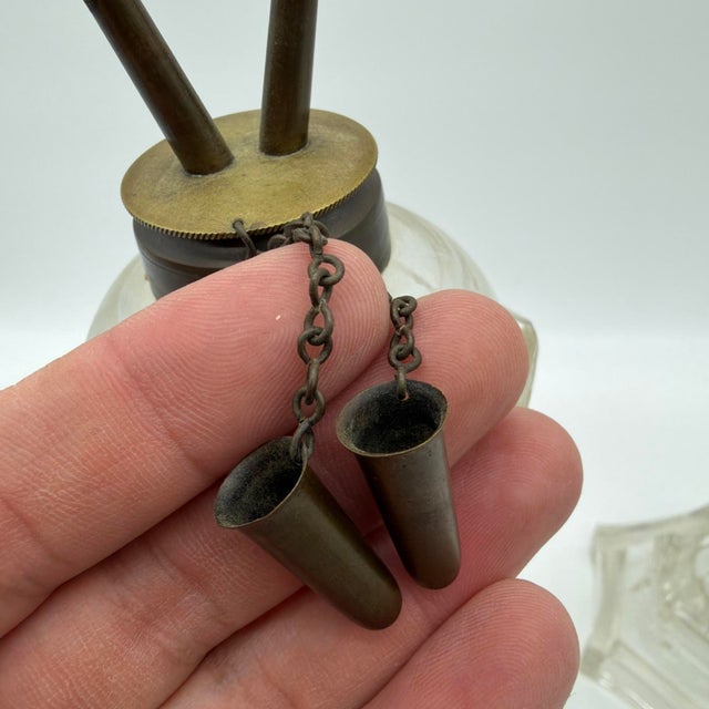 1850s Gothic Arch Pressed-Glass Oil Lamps, Attributed to Boston & Sandwich, - Pair For Sale - Image 10 of 18