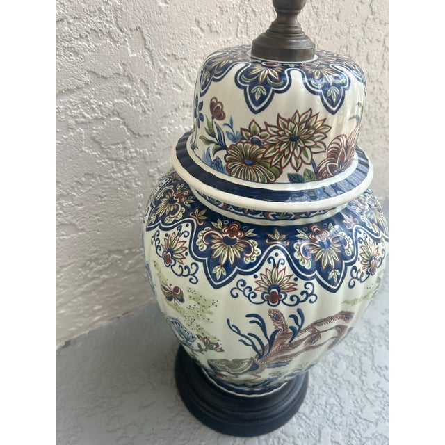 Ceramic Large Vintage Chinese Export Porcelain Ginger Jar Table Lamp For Sale - Image 7 of 9
