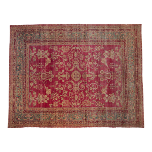 Antique Distressed Yezd Carpet - 8'8" X 11'3"
