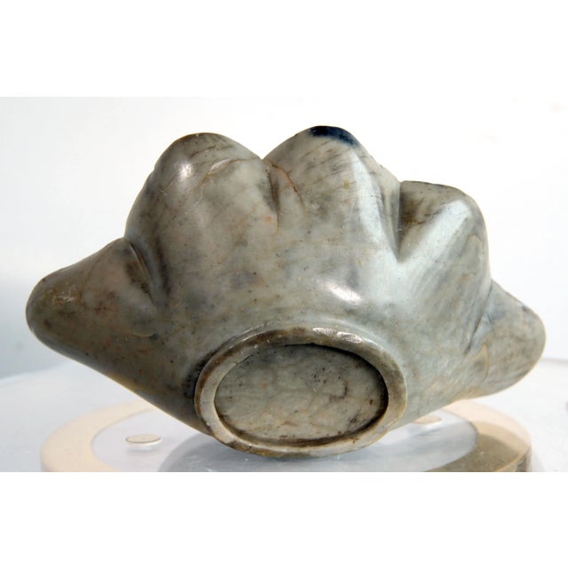 Gray Antique Chinese Carved Stone Calligraphy Brush Washer / Bowl For Sale - Image 8 of 9