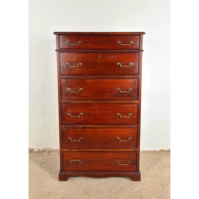 Brown Mahogany Secretaire Chest of Drawers, Mid 20th Century For Sale - Image 8 of 16