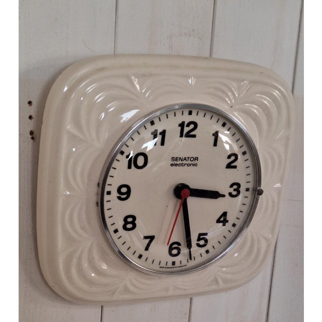 Vintage German Senator Wall Clock with White Ceramic Case by Junghans, 1970s For Sale - Image 3 of 5