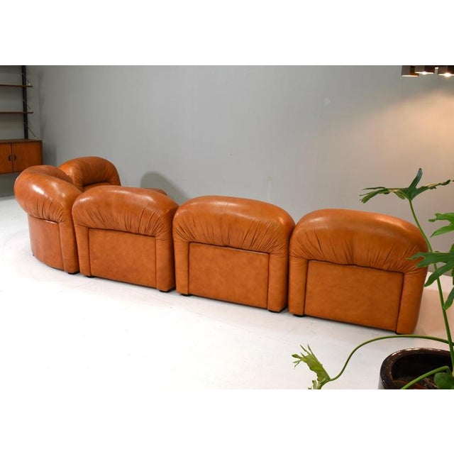Sectional Sofa in Cognac Leather by Rossi Di Albizzate, Italy, 1970s, Set of 5 For Sale - Image 17 of 18