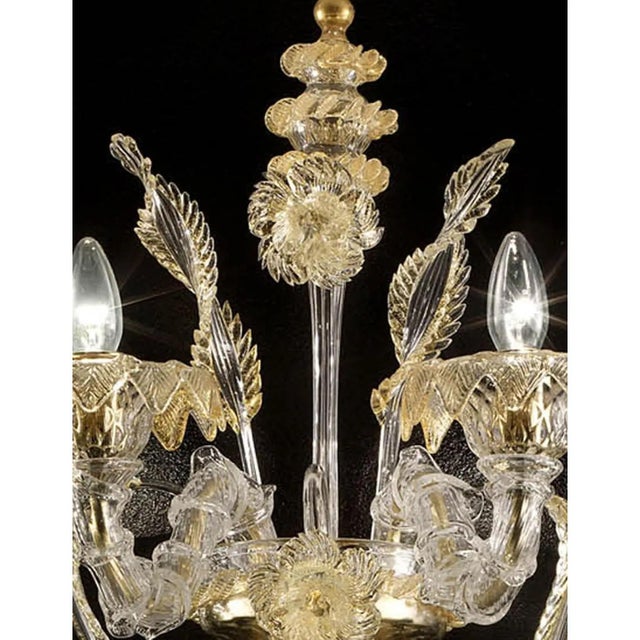 Imperial Italian Ca Rezzonico with Gold Flowers and Leaves Murano Glass For Sale - Image 4 of 5