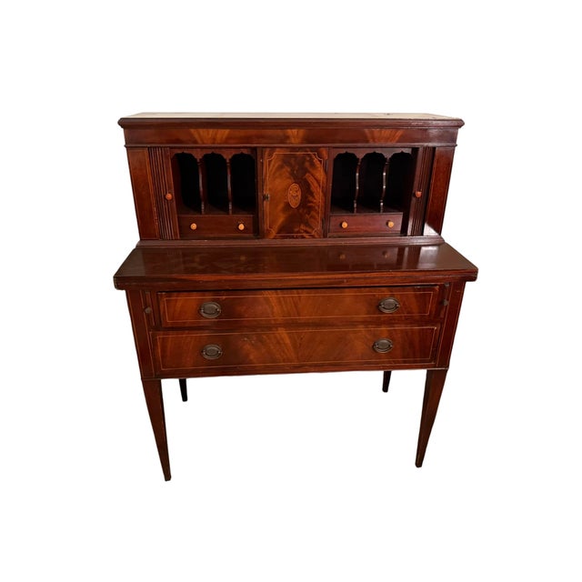 Traditional Antique American Federal Secretary Desk W Tambour Doors For Sale - Image 3 of 5