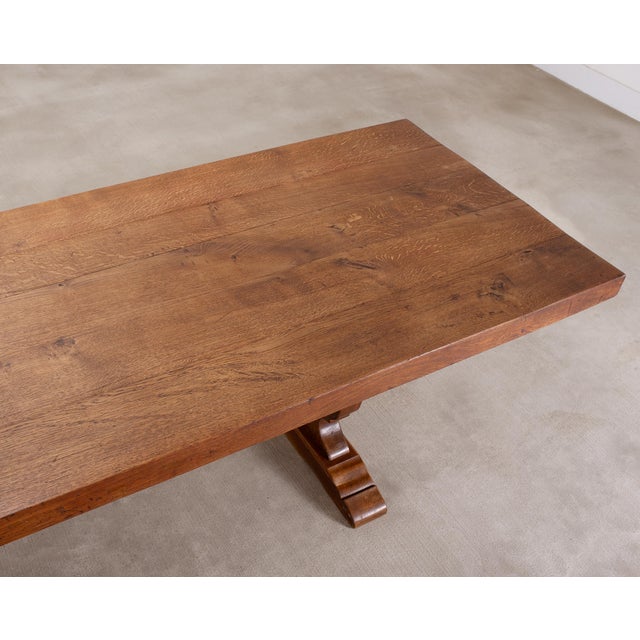 Brown Country French Provincial Oak Farmhouse Trestle Dining Table 10 Ft For Sale - Image 8 of 18