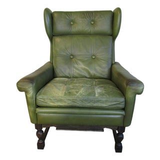 Vintage Danish Lounge Chair in Distressed Leather by Svend Skipper Circa 1970 For Sale