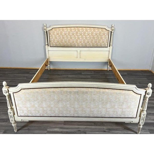 Large Vintage French Bed Frame with Carved Headboard For Sale - Image 13 of 13