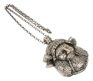Guy Laroche Paris Silvered Resin Viking God Medallion Necklace