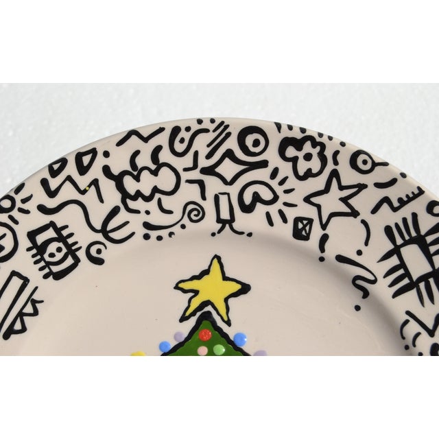 1997 Keith Haring Style Colorful Holiday Plate Dressed for Dinner For Sale - Image 9 of 13