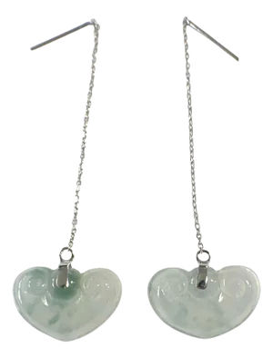 Vintage Elegant 18k Gold Jadeite Jade Blue Rice Water Ear Stud Earrings