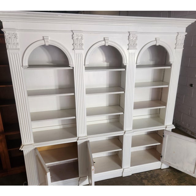 1990s 1990s Pulaski White Neoclassical Two-Piece Bookcase Unit For Sale - Image 5 of 10