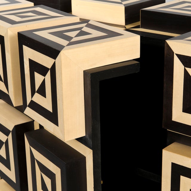 Black Ondulation 2 Buffet in Black and White Sycamore Marquetry by Aymeric Lefort For Sale - Image 8 of 15