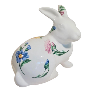 Tiffany & Co Sintra Rabbit Bunny Figure Features Hand-Painted Flowers Vintage Porcelain