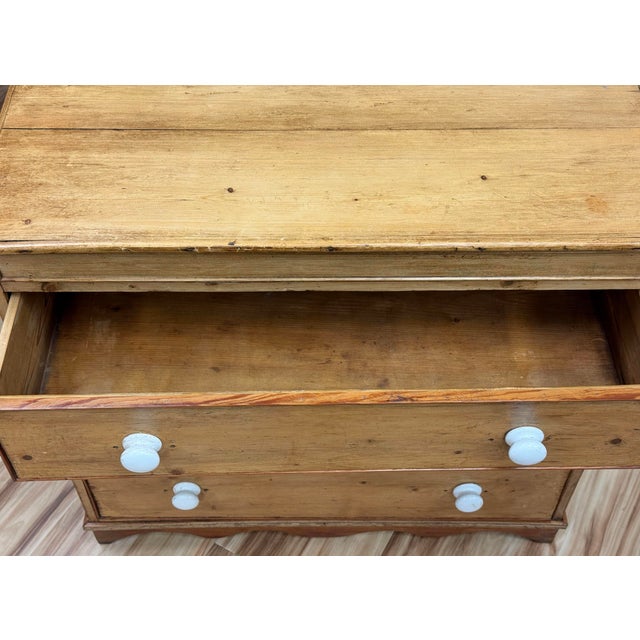 Early 20th Century Antique English Pine Three Drawer Chest For Sale - Image 5 of 16