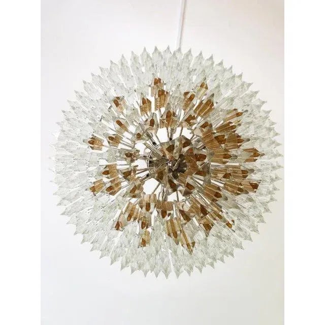 Large Early 21st Century Clear and Amber “Triedro” Murano Glass Chandelier For Sale - Image 6 of 6