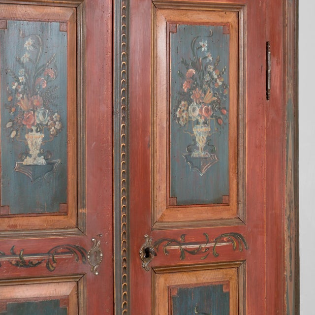 Swedish Hand-Painted Pine Armoire Dated 1823 For Sale - Image 6 of 14