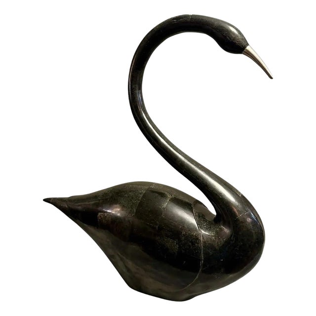 Large Black Marble Swan from Maitland Smith, 1980s For Sale