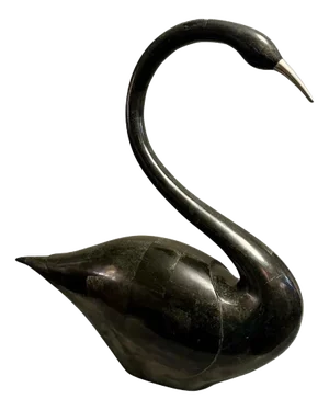 Large Black Marble Swan from Maitland Smith, 1980s