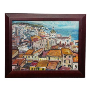 Alexander Michael Oil Painting of a Southern Italian Coastal Town, 1978 For Sale