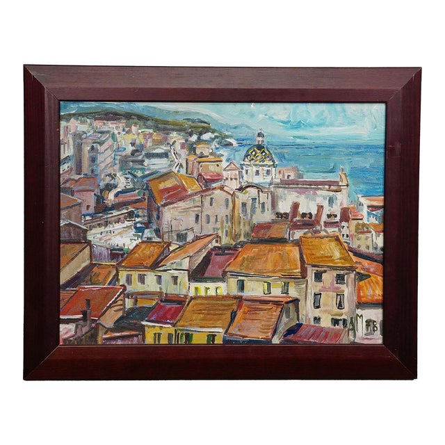 Alexander Michael Oil Painting of a Southern Italian Coastal Town, 1978 For Sale